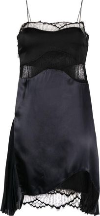 Victoria Beckham lace-detail satin slip dress - women - Viscose/Polyester/Polyamide - 8 - Black