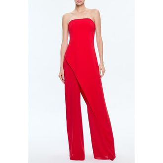 Alice & Olivia Alondra Strapless Jumpsuit in Bright Ruby at Nordstrom Rack, Size 4