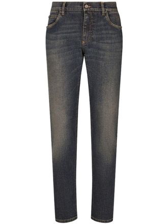 Dolce & Gabbana Jeans slim con placca logo - Grigio