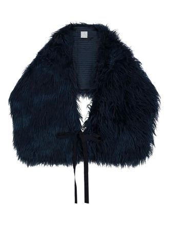 Stella Jean faux-fur tie scarf - women - Acetate/Polyester/Acetate/Viscose - One Size - Blue
