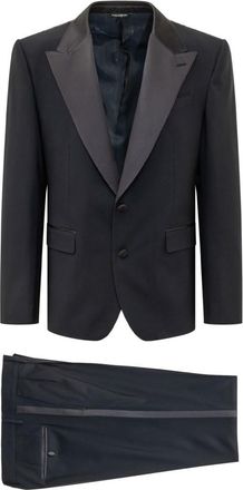 Dolce & Gabbana Blue Solid Peaked Lapel Suit