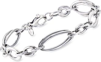Ross-Simons Italian Sterling Silver Interlocking Oval-Link Bracelet