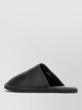 Off-white leather flat sole mules slip on