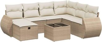 vidaXL Vidaxl - Juego De Sof&aacute;s De Jard&iacute;n Con Cojines Beige 8 Pzas Rat&aacute;n Pe