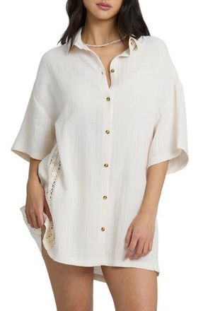 Billabong Feelin Fine Cover-Up Shirt in White Cap at Nordstrom, Size Medium