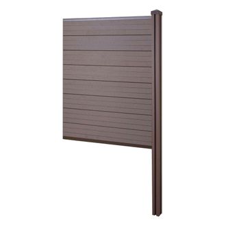 Hhg Wpc Pantalla De Privacidad Sarthe, Valla Cortavientos, Wpc Poste Para Fijar En Hormig&oacute;n, Elemento De Extensi&oacute;n Estrecha, 98cm Marr&oacute;n