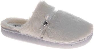 Badgley Mischka Womens Sparkling Brooch Slippers in White at Nordstrom, Size 10
