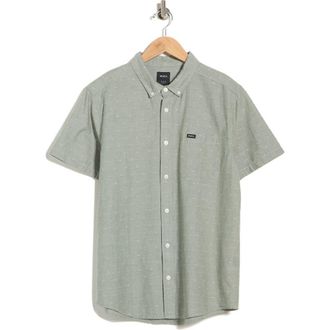 Rvca Thatll Do Slim Fit Solid Short Sleeve Cotton Button-Down Shirt in Jade at Nordstrom Rack, Size Xx-Large