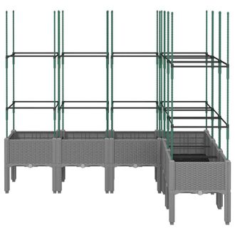 Berkfield Home Garden Planter with Trellis Light Grey 160x120x142.5 cm PP