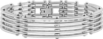 Pompeii3 Mens Steel Single tone 13.5mm Link Flexible Clasp 8.5 Bracelet