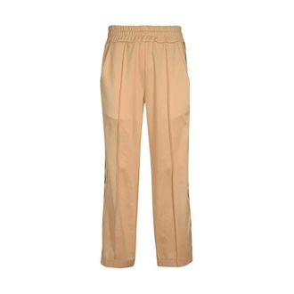 GCDS Straight Trousers, male, Beige, Size: XL Elasticated Track Pants with Back Logo