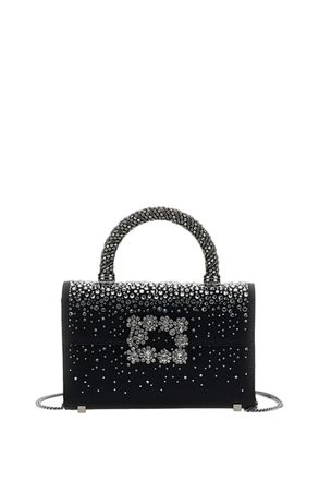 Roger Vivier Textured Handbag With Crystal Embellishments And Chain Strap