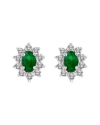 Diana M. Jewels Fine Jewelry 14K 0.70 Ct. Tw. Diamond & Emerald Earrings