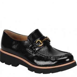 S&ouml;fft Womens Prewitt Horsebit Loafer In Black Patent