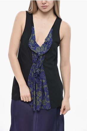 Dries Van Noten Cotton Tank Top HAMBA with Chiffon Detail size M