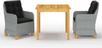 vidaXL Vidaxl - Juego De Comedor Para Jard&iacute;n De 3 Piezas Gris Claro