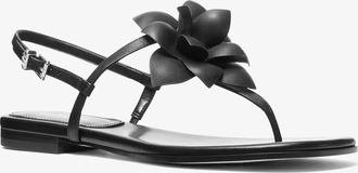 Michael Kors Jacie Floral Embellished Leather T-Strap Sandal