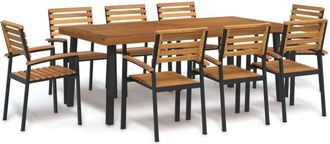 vidaXL 9 Piece Garden Dining Set Solid Wood Acacia and Metal vidaXL