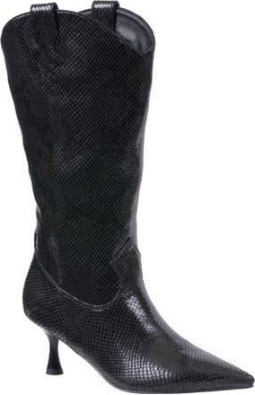 Good Choice Shoes Thalia Kitten Heel Tall Boot in Black Snake at Nordstrom Rack, Size 8.5