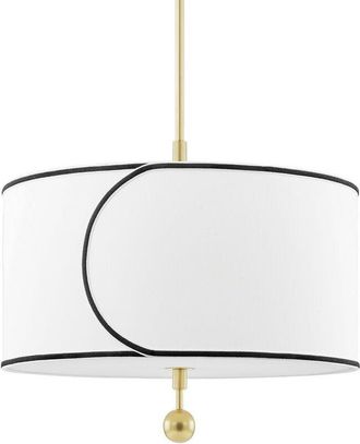 Hudson Valley Lighting Zara 1 Light Large Pendant Brass, Belgian Linen