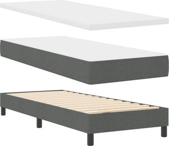 vidaXL Box Spring Bed with Mattress Dark grey 80 x 200 cm Fabric Vidaxl