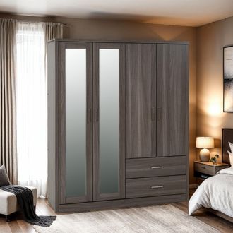 Seconique Lisbon 4 Door Wardrobe in Charcoal