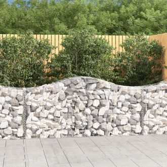 Berkfield Home Arched Gabion Baskets 25 pcs 200x50x80/100 cm Galvanised Iron in Silver