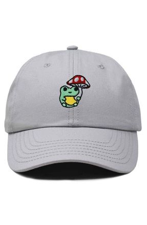 Dalix Mushroom Frog Embroidered Hat in Gray at Nordstrom