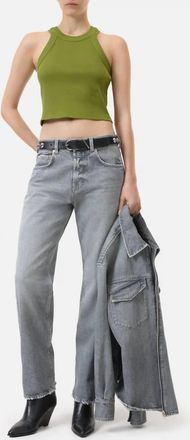 Closed Cropped Racer Tank In Pistachio Green