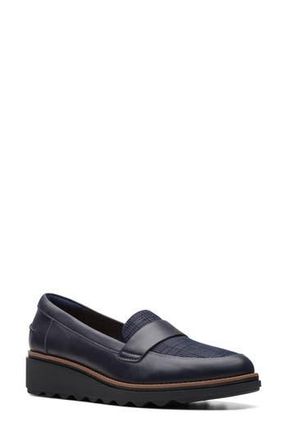 Clarks Sharon Grace Loafer in Navy Combi Leather at Nordstrom Rack, Size 8.5