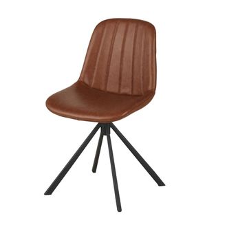 Maisons du monde Silla giratoria de tela revestida marr&oacute;n y acero negro