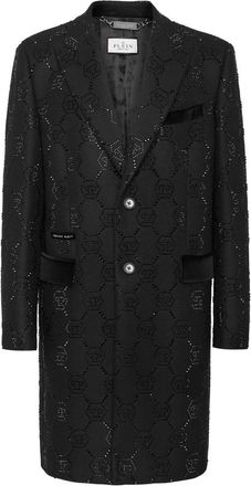 Philipp Plein Wollen Jas Monogram - Heren - Mantel - Zwart - XL - Wol - Jassen