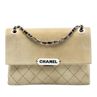 Chanel Pre-owned Vintage Su&egrave;de Schoudertas - Dames - Pre-owned - Beige - Maat: ONE Size Su&egrave;de