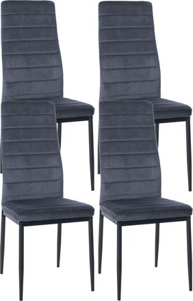 Clp Clp - Juego De 4 Sillas De Comedor Mayfair Gris Claro Terciopelo