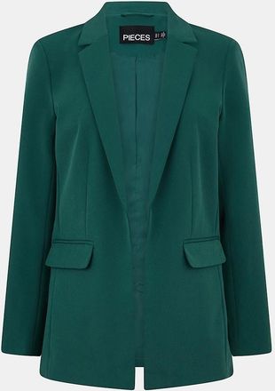 Pieces Womens Solid Patterned Lapel Collared Blazer - Green - Size: 10