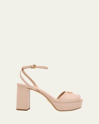 Prada Nappa Triangle Peep-Toe Platform Sandals