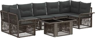 vidaXL Conjunto De Sof&aacute;s De Jard&iacute;n 8 Uds. Gris Y Gris Oscuro Vidaxl
