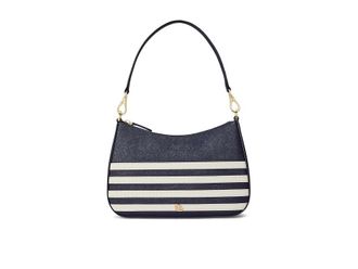 Lauren Ralph Lauren Striped Leather Medium Danni Bag Shoulder Womens Handbags Refined Navy/Soft White