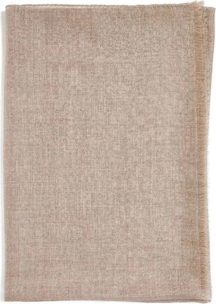 D4.0 Sjaal met franjes - Heren - Wintersjaals - Beige - ONE Size - Kasjmier - Accessoires