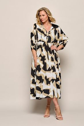 Mart Visser Sophie Print Jurk Zwart / Camel Maxi