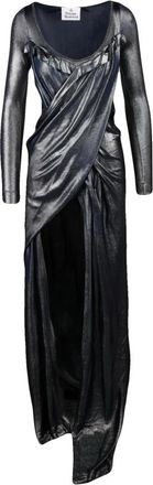 Vivienne Westwood Kleedjes, Dames, Grijs, S, Abito lungo in lycra lam&egrave;