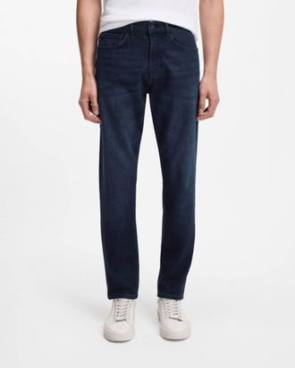 Boss Orange by Hugo Boss Mens ONYX BO Tapered-Fit Jeans in Dark Blue Cotton - Size 34W/32L