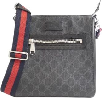 Gucci Pre-owned Cross Body Bags, male, Black, Size: ONE SIZE Pre-owned GG Supreme Canvas Shoulder Bag