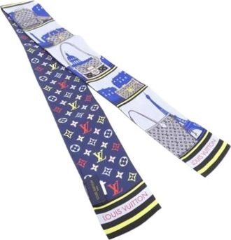 Louis Vuitton Pre-owned Scarves, female, Blue, Size: ONE SIZE Pre-owned Silk Scarf