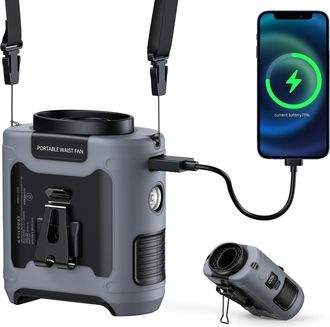 OEM Ventilador Port&aacute;til Con Clip Para La Cintura De 10000 Mah, Ventilador De Cuello/oficina Manos Libres, Ventilador Personal Recargable Con Linterna De 5