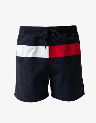 Tommy Hilfiger Mens Tommy Hilfiger Flag Band Mens Drawstring Swimming Shorts - Navy Blue - Size: 33/32/32