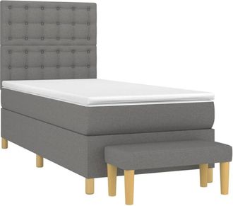 vidaXL Cama Box Spring Con Colch&oacute;n Tela Gris Oscuro 80x200 Cm Vidaxl