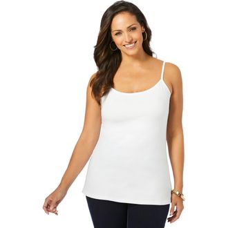 Jessica London Stretch Cotton Cami in White at Nordstrom, Size 24