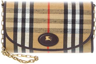 Burberry Highlands Check E-Canvas & Leather Wallet On Chain
