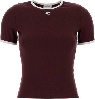 Courr&egrave;ges Burgundy Cotton T Shirt